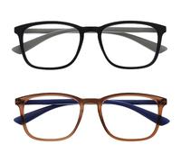 OPULIZE Max - Lunettes de Lecture - 2 Paires - Monture Large et Rectangulaire, Forme Classique - Noir et Brun Mat - Hommes Femmes Unisexe - RR78-12 - +1,00