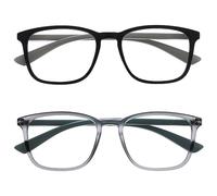 OPULIZE Max - Lunettes de Lecture - 2 Paires - Monture Large et Rectangulaire, Forme Classique - Noir et Gris Mat - Hommes Femmes Unisexe - RR78-17 - +2,50