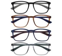 OPULIZE Max - Lunettes de Lecture - 4 Paires - Monture Large et Rectangulaire, Forme Classique - Noir, Brun, Bleu, Gris Mat - Hommes Femmes -RRRR78-1237 - +2,50
