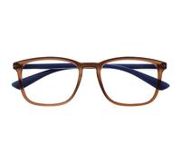 OPULIZE Max - Lunettes de Lecture - Monture Large et Rectangulaire, Forme Classique - Brun Transparent Mat, Branches Bleu Marine - Hommes Femmes - R78-2 - +3.00