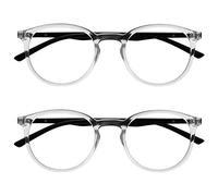 OPULIZE Met Lunettes de Lecture Anti-Lumière Bleue Pack de 2 Montures Rondes et Mincess Charnières à Ressort Améliore le Sommeil Jeux Ordinateur Transparente Hommes Femmes BB60-C +3.50