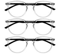 OPULIZE Met Lunettes de Lecture Anti-Lumière Bleue Pack de 3 Montures Rondes et Minces Charnières à Ressort Améliore le Sommeil Jeux Ordinateur Transparente Hommes Femmes BBB60-C +2.00