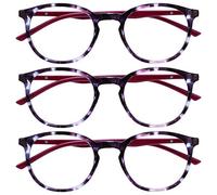 OPULIZE Met Lunettes de Lecture Anti-Lumière Bleue Pack de 3 Montures Rondes et Minces Charnières à Ressort Améliore le Sommeil Jeux Ordinateur Écailles de Tortue Violet Hommes Femmes BBB60-5 +1.50