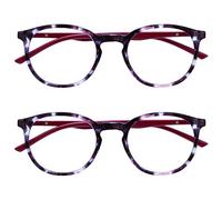 OPULIZE Met Lunettes de Lecture Pack de 2 Montures Rondes et Mincess Charnières à Ressort Anti-Rayures Écailles de Tortue Violet Hommes Femmes RR60-5 +2.00