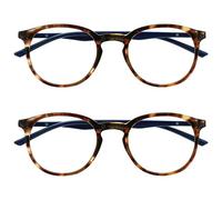 OPULIZE Met Lunettes de Lecture Pack de 2 Montures Rondes et Mincess Charnières à Ressort Anti-Rayures Écailles de Tortue Marron Hommes Femmes RR60-2 +3.50