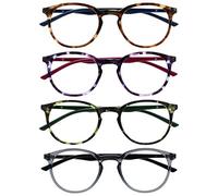 OPULIZE Met Lunettes de Lecture Pack de 3 Montures Rondes et Minces Charnières à Ressort Anti-Rayures Marron Violet Vert Gris Transparente Hommes Femmes RRRR60-2567 +1.50