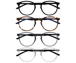 OPULIZE Met Lunettes de Lecture Pack de 3 Montures Rondes et Minces Charnières à Ressort Anti-Rayures Noir Marron Gris Transparente Hommes Femmes RRRR60-127C +2.00