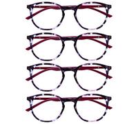 OPULIZE Met Lunettes de Lecture Pack de 4 Montures Rondes et Minces Charnières à Ressort Anti-Rayures Écailles de Tortue Violet Hommes Femmes RRRR60-5 +3.00