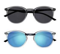 OPULIZE Met Pack 2 Grand Hommes Femmes Gris Transparent Noir Armes Lecteurs Soleil UV400 SS60-7C +0,00