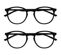 OPULIZE Met Pack 2 Noir Lunettes De Lecture Grand Rond Hommes Femmes Charnières Ressort RR60-1 +0,00