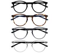 OPULIZE Met Pack 4 Lunettes De Lecture Grand Rond Noir Brun Gris Transparent Hommes Femmes Charnières Ressort RRRR60-127C +0,00