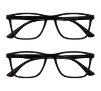 OPULIZE NYX Lunette anti lumiere bleue femme & homme - Lunette Loupe Ecran/Gaming - Lot de 2 - Anti-éblouissement, UV400, Légère - Rectangulaire - Noir - + 2,00