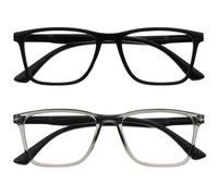 OPULIZE NYX Lunette anti lumiere bleue femme & homme - Lunette Loupe Ecran/Gaming - Lot de 2 - Anti-éblouissement, UV400, Légère - Rectangulaire - Noir Gris - + 3,00