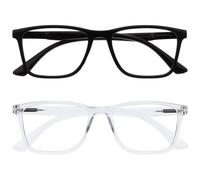 OPULIZE NYX Lunette anti lumiere bleue femme & homme - Lunette Loupe Ecran/Gaming - Lot de 2 - Anti-éblouissement, UV400, Légère - Rectangulaire - Noir Translucide - + 1,50