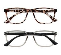 OPULIZE NYX Lunette anti lumiere bleue femme & homme - Lunette Loupe Ecran/Gaming - Lot de 2 - Anti-éblouissement, UV400, Légère - Rectangulaire - Marron Gris - + 0,00