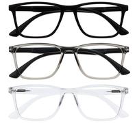 OPULIZE NYX Lunette anti lumiere bleue femme & homme - Lunette Loupe Ecran/Gaming - Lot de 3 - Anti-éblouissement, UV400, Légère - Rectangulaire - Noir Gris Translucide - + 1,50