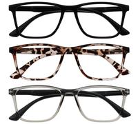 OPULIZE NYX Lunette anti lumiere bleue femme & homme - Lunette Loupe Ecran/Gaming - Lot de 3 - Anti-éblouissement, UV400, Légère - Rectangulaire - Noir Marron Gris - + 3,00
