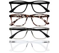 OPULIZE NYX Lunette anti lumiere bleue femme & homme - Lunette Loupe Ecran/Gaming - Lot de 4 - Anti-éblouissement, UV400, Légère - Rectangulaire - Noir Marron Gris Translucide - + 0,00