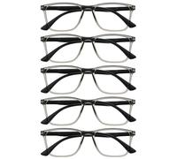 OPULIZE NYX Blue Light Blocking Reading Glasses - Anti-Glare Computer and Gaming Eyewear - 5 Pack - UV and Eyestrain Protection - Rectangular Frame - Grey - Men Women - + 3.50