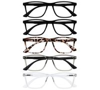 OPULIZE NYX Lunette anti lumiere bleue femme & homme - Lunette Loupe Ecran/Gaming - Lot de 5 - Anti-éblouissement, UV400, Légère - Rectangulaire - Noir Marron Gris Translucide - + 3,00