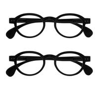 OPULIZE OCA Lunettes de Lecture - Lot de 2 - Monture Ronde Moderne Rétro - Noir Brillant - Hommes Femmes - Charnières à Ressort - RR54-1 - +2.00