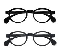OPULIZE OCA Lunettes de Lecture - Lot de 2 - Monture Ronde Moderne Rétro - Noir, Gris - Hommes Femmes - Charnières à Ressort - RR54-17 - +2.50