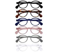 OPULIZE OCA Lunettes de Lecture - Lot de 6 - Monture Ronde Moderne Rétro - Noir, Brun, Bleu, Rose, Gris, Blanc - Hommes Femmes - RRRRRR54-12347W - +3.00