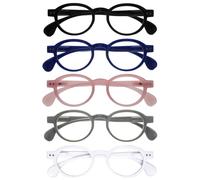 OPULIZE OCA Lunettes de Lecture - Monture Ronde Moderne Rétro x5 - Noir, Bleu, Rose, Gris, Blanc - Hommes Femmes - Charnières à Ressort - RRRRR54-1347W - +1.00