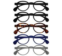 OPULIZE OCA Lunettes de Lecture - Monture Ronde Moderne Rétro x5 - Noir, Brun, Bleu, Gris - Hommes Femmes - Charnières à Ressort - RRRRR54-11237 - +1.50