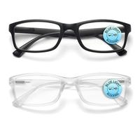 OPULIZE PEP Lot de 2 lunettes de lecture bloquant la lumière bleue, noir mat givré transparent + 3