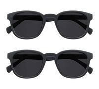 OPULIZE Pop Pack 2 Hommes Femmes Lisse Gris Mat Lecteurs Soleil Lunettes De Lecture UV400 Charnières Ressort Rétro Rond SS2-7 +2,00