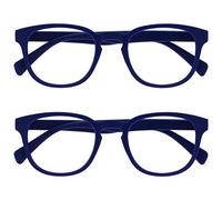 OPULIZE Pop Pack 2 Rétro Rond Lisse Bleu Mat Hommes Femmes Lunettes De Lecture Charnières Ressort RR2-3 +2,50