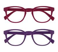 OPULIZE Pop Pack 2 Rétro Rond Lisse Mat Pink Pourpre Hommes Femmes Lunettes De Lecture Charnières Ressort RR2-45 +2,00
