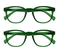 OPULIZE Pop Pack 2 Rétro Rond Vert Mousse Lisse Hommes Femmes Lunettes De Lecture Charnières Ressort RR2-6 +1,50