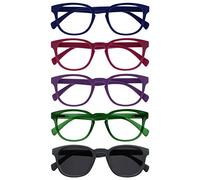 OPULIZE Pop Pack 5 Lunettes De Lecture Avec Lecteur Soleil Rétro Bleu Rose Pourpre Vert Gris Hommes Femmes RRRRS2-34567 +2,00