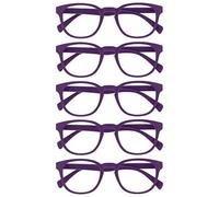OPULIZE Pop Pack 5 Rétro Rond Lisse Mat Violet Hommes Femmes Lunettes De Lecture Charnières Ressort RRRRR2-5 +2,00