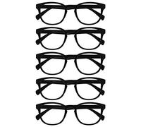 OPULIZE Pop Pack 5 Rétro Rond Lisse Noir Mat Hommes Femmes Lunettes De Lecture Charnières Ressort RRRRR2-1 +3,00