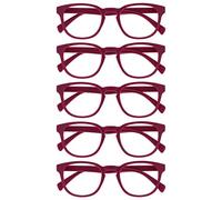 OPULIZE Pop Pack 5 Rétro Rond Rose Fusia Lisse Et Mat Hommes Femmes Lunettes De Lecture Charnières Ressort RRRRR2-4 +3,00