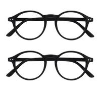 OPULIZE REY Lunettes de Lecture - Lot de 2 - Montures Rondes Rétro - Noir Mat - Hommes Femmes - Charnières à Ressort - RR56-1 - +3.50