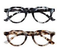 OPULIZE RIO Lunettes de Lecture Anti-Lumière Bleue Lot de 2 - Monture Partie Supérieure Droite - Marron, Bleu Écaille de Tortue - Hommes Femmes - BB53-23- +3.50
