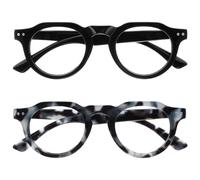 OPULIZE RIO Lunettes de Lecture Anti-Lumière Bleue Lot de 2 - Monture Partie Supérieure Droite - Noir, Bleu Écaille de Tortue - Hommes Femmes - BB53-13 - +2.50