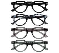 OPULIZE RIO Lunettes de Lecture Anti-Lumière Bleue Lot de 4 - Monture Partie Supérieure Droite - Noir, Bleu, Vert, Gris - Hommes et Femmes - BBBB53-1367 - +3.50