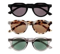 OPULIZE RIO - Lunettes de Lecture Solaires - Lot de 3 - Monture Plate - Protection UV400 - Noir, Écaille Tortue Marron, Gris - Hommes Femmes - SSS53-127- +3.50