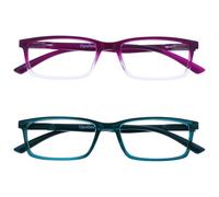 OPULIZE See - Lunettes Anti-Lumière Bleue Pack de 2 Montures Étroites Charnières à Ressort Améliore le Sommeil Jeux Ordinateur Violet Turquoise Transparentes Hommes Femmes BB9-5Q +0.00