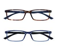 OPULIZE See - Lunettes Anti-Lumière Bleue Pack de 2 Montures Étroites Charnières à Ressort Améliore le Sommeil Jeux Ordinateur Écailles de Tortue Marron Bleu Hommes Femmes BB9-23 +0.00