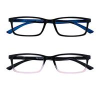 OPULIZE See - Lunettes Anti-Lumière Bleue Pack de 2 Montures Étroites Charnières à Ressort Améliore le Sommeil Jeux Ordinateur Noir Rose Hommes Femmes BB9-14 +0.00