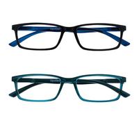 OPULIZE See - Lunettes Anti-Lumière Bleue Pack de 2 Montures Étroites Charnières à Ressort Améliore le Sommeil Jeux Ordinateur Noir Turquoise Transparentes Hommes Femmes BB9-1Q +1.00