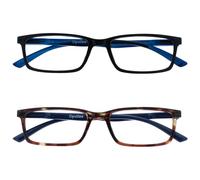 OPULIZE See - Lunettes de Lecture Anti-Lumière Bleue Pack de 2 Montures Étroite Charnières à Ressort Améliore le Sommeil Jeux Ordinateur Noir Tortue Marron Hommes Femmes BB9-12 +2.00