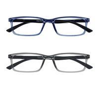OPULIZE See - Lunettes de Lecture Anti-Lumière Bleue Pack de 2 Montures Étroites Charnières à Ressort Améliore le Sommeil Jeux Ordinateur Bleu Gris Hommes Femmes BB9-37 +2.50