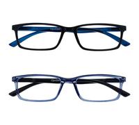 OPULIZE See - Lunettes de Lecture Anti-Lumière Bleue Pack de 2 Montures Étroites Charnières à Ressort Améliore le Sommeil Jeux Ordinateur Noir Bleu Hommes Femmes +1.00